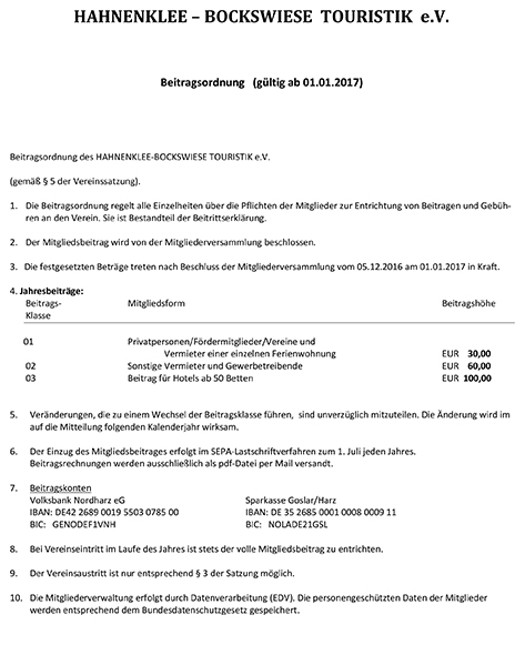 Beitragsordnung ab 01.01.2017 Hahnenklee-Bockswiese-Touristikverein-Beitragsordnung bis 31.12.2025