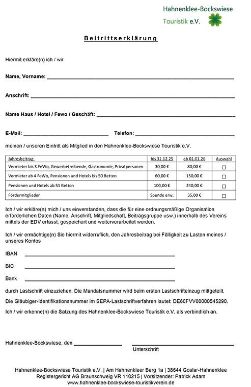 Hahnenklee-Bockswiese-Touristikverein Beitrittserklärung 2025.docx Download Beitrittserklärung Hahnenklee-Bockswiese-Touristikverein